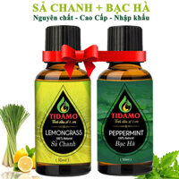 Combo 2 Tinh Dầu Sả Chanh Lemongrass  Tinh Dầu Bạc Hà Peppermint - Tinh Dầu TIDAMO Thiên Nhiên Nguyên Chất Giúp Thư Giãn, Đuổi Muỗi, Thơm Phòng và Nâng Cao Sức Khỏe 2 Chai 10ML - Thích Hợp Dùng Với Máy Khuếch Tán Tinh Dầu