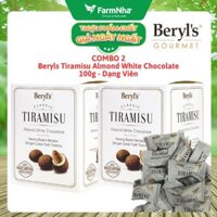(Combo 2) Tiramisu Almond White Chocolate 100g Beryls - Socola truyền thống hấp dẫn với bột phô mai kem Ý mascarpone