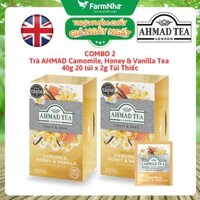 (Combo 2) Trà Ahmad Camomile, Honey & Vanilla Tea 40g 20x2g Túi Thiếc – Trà Hoa Cúc, Mật Ong & Vani