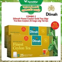 (Combo 2) Trà Dilmah Ceylon Gold Finest Ceylon Tea 50g (25 Túi x 2g) - Hương Vị Trà Đen Cao Cấp