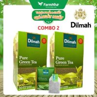 (Combo 2) Trà Dilmah Pure Green Trà Xanh 30g 20 túix1.5g Túi Bạc Riêng Biệt - Trà Xanh Tinh Khiết
