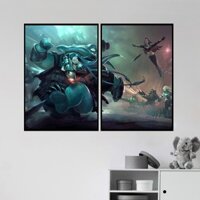 Combo 2 Tranh Canvas Jinx Và Tahm Kench Bị Truy Đuổi Dễ Thương