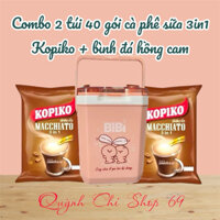 Combo 2 túi 40 gói cà phê sữa 3in1 Kopiko Thái Lan kèm bình đá vuông TyLien 1.2l