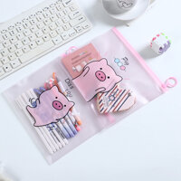 Combo 2 túi đựng bút khóa zip heo hồng pink pig - Ngẫu nhiên
