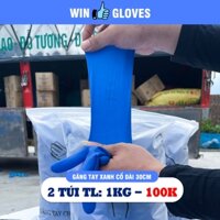 Combo 2 túi Găng tay cao su xanh WIN GLOVES dài 30cm cổ cao co dãn tốt siêu dai - TL: 1kg - G04