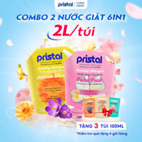 Combo 2 túi nước giặt 2L Pristal Cleans ít bọt bảo vệ màu làm mềm vải khử mạt bụi