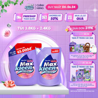 Combo 2 Túi Nước Giặt Xả MaxKleen Hương Hoa Nắng 3.8kg + 2.4kg