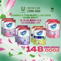 Combo 2 Túi Nước Lau Sàn Sunlight Hoa Hạ Bạc Hà / Lavender / Lilly Hương Thảo / Chanh Yuzu & Sả Ngăn côn trùng 3.4/3.6kg