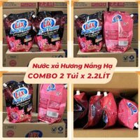 COMBO 2 TÚI Nước Xả Vải LIX Sạch Thơm (2 TÚI x 2.2 LÍT) - Hương Nắng Hạ, Dễ Ủi, Chống Nhăn - Mã 2C-L17602 - Hàng Chính H