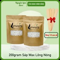 Combo 2 Túi Sáp Wax Lông Nóng Trong Suốt Cao Cấp Có Mùi Thơm Tặng Kèm Que Gỗ