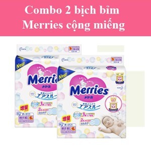 Combo 2 túi tã-bỉm dán Merries M64