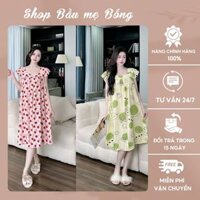 Combo 2 Váy Lanh Lụa Tay Bèo Cánh Tiên Mềm Mịn Thoáng Mát Tiện Lợi Cho Mẹ Bầu Freesize từ 50kg-70kg