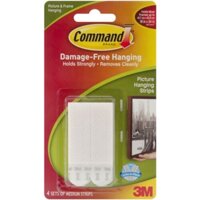 (COMBO 2 Vỉ) Móc Dán Treo Tranh Vừa, Command, Medium Picture Hanging Strips, Damage-Free, Holds (5.4 kg, 4 Cặp) - 3M