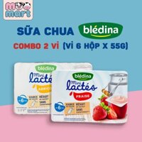 Combo 2 Vỉ Sữa Chua Nguội Bledina Lactes Pháp Đủ Vị cho Bé từ 6 Tháng ( Vỉ 6 Hộp x 55g ) Date 2025