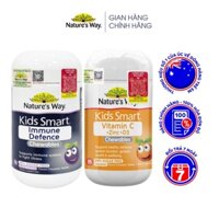 Combo 2 Viên Nhai NATURE'S WAY Kids Smart Vitamin C+ZinC+D3 Và Immune Defence Bổ Sung Vitamin Tăng Cường Miễn Dịch