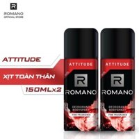 Combo 2 Xịt toàn thân Romano Attitude nồng ấm cá tính 150ml