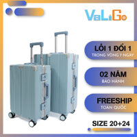 Combo 20-24 Vali khung nhôm khóa sập, vali du lịch vali size 20 và size 24 chống va đập, Vali bo góc (VG1-20+24)