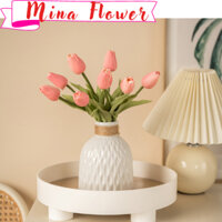 Combo 20 bông hoa tulip + bình nhựa CHUÔNG trang trí nhà cửa, decor phòng - Mina flower
