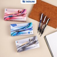 Combo 20 Bút bi Thiên Long TL-036 ngòi 0.7mm mực xanh/đỏ/đen giắt kim loại mạ crom đệm cầm tay cao su êm