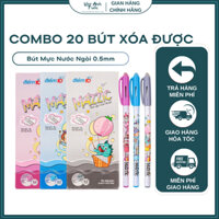 Combo 20 Bút Gel Xóa Được Thiên Long Điểm 10, Bút Mực Nước Ngòi 0.5mm, Viết Trơn Mượt Có Gôm Trên Nắp