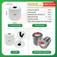 Combo 20 cuộn giấy in nhiệt, giấy in bill K80*65 HATAMI