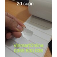 [Combo 20 cuộn] Giấy  in tem nhãn 35x22 3 tem/hàng, cuộn 50m. Tem vỡ xương cá