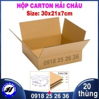 [Combo] 20 Thùng Carton 30x21x7cm, Hàng Chất Lượng, Giấy Carton 3 Lớp - congtyinhaichau
