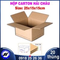 [Combo] 20 Thùng Carton 25x15x15cm, Hàng Chất Lượng, Giấy Carton 3 Lớp - congtyinhaichau