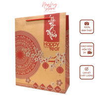 Combo 20 túi đựng quà Tết Kraft, túi Chúc mừng năm mới kraft có quai loại dày