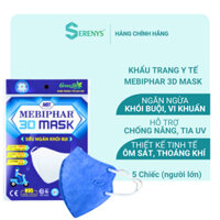[COMBO 20 TÚI] Khẩu trang y tế 3d Mask Mebiphar 4 lớp ngăn chặn tia UV túi 5 cái size M người lớn