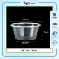 Combo 200 Hộp Nhựa Tròn Dùng 1 Lần 750ml/1000ml Kèm Nắp