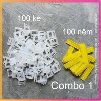 Combo 200 Ke Lát Gạch Gồm 100 Ke Móc Và 100 Nêm Vàng Nhựa PP Zin 100% Loại 1
