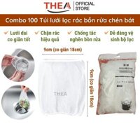 Combo 200 túi lưới lọc chặn rác đồ ăn thừa bồn rửa chén bát siêu dai đầu có chun co giãn chống tắc nghẽn đường ống - THEA