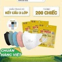 [Combo 200c] Khẩu trang 5d Bông Sen Vàng