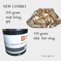 Combo 200gr mực bóng+100gr nhũ bột vàng để in trên giấy, PVC,mica