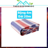Combo 20m bạt kẻ sọc khổ rộng 4m, bạt mỏng dùng che phủ công trình xây dựng, che phủ hàng hoá, che bụi, siêu tiện lợi
