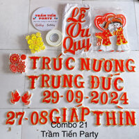Combo 21-  Bộ chữ xốp đám cưới có keo dán soạn theo thông tin khách- ĐỌC MÔ TẢ SẢN PHẨM