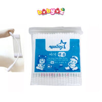 Combo 24 Bịch Tăm Bông Trẻ Em Sơ Sinh Aquastar Bịch 100c Đầu Bông Nhỏ Công Nghệ Hàn Quốc