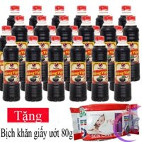 Combo 24 chai Nước tương Nam Dương Hàng Việt chai 500ml Tặng 1 bịch khăn giấy ướt Baby 80 tờ - nước chấm con mèo đen chí