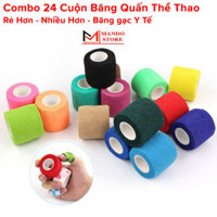 Combo 24 Cuộn Băng Keo Thể Thao Y Tế Quấn Cổ Chân, Cổ Tay Cao Su Non Tự Dính Đá Bóng, Chống Lật Cổ Chân Lật Cổ Tay