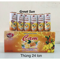 combo 24 lon nước cam có ga, nước uống tăng lực, nước uống giải khát, nước uống có vị chua ngọt cam chín