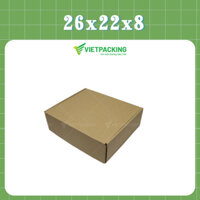 Combo 25 hộp carton nắp gài hông 26x22x8 đẹp, giấy cứng, form chắc chắn