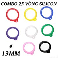 Combo 25 vòng silicon ø13mm nhiều màu hoặc một màu dùng để đeo các thiết bị cầm tay có clip thực tế