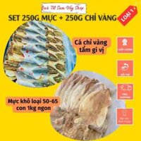 Combo 250g khô mực ngon loại 50 - 65 con.kg + 250g cá chỉ vàng tẩm gia vị NGON Bình Thuận