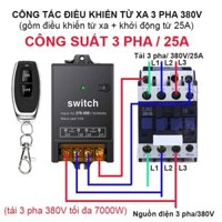 (COMBO 25A) Công tắc điều khiển từ xa 3 pha 380V VÀ khởi động từ 25A 380V bật tắt mô tơ máy bơm nước 3 pha tối đa 7000W