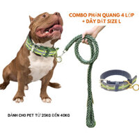 (COMBO 25KG)Phản quang Vòng cổ 4 lỚP kÈM dây dắt cho Pet trên 25kg