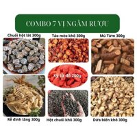Combo 2kg Gồm 7 Vị Ngâm rượu (Táo mèo, Chuối hột, hột chuối, đinh lăng, Kỳ Tử, Dứa biển mú từn)