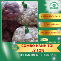 Combo 2kg Hành - Tỏi LÝ SƠN L1 (gồm 1 kg hành và 1 kg tỏi nguyên củ)