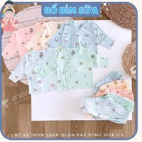 (Combo 3-5) Bộ quần áo dài tay thun lạnh cho bé sơ sinh VT chất thun in hoạ tiết cho bé 0 - 9 tháng  DL04 Hikids