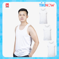 Combo 3 áo ba lỗ nam, áo 3 lỗ nam, sợi cotton mềm mịn, thấm hút mồ hôi tốt, thoáng mát, mặc thoải mái JAMANO - Trăng - XXL